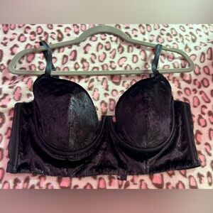 Victorias Secret VerySexy Black Velvet Balconet Plunge Lightly Lined Bra 38B